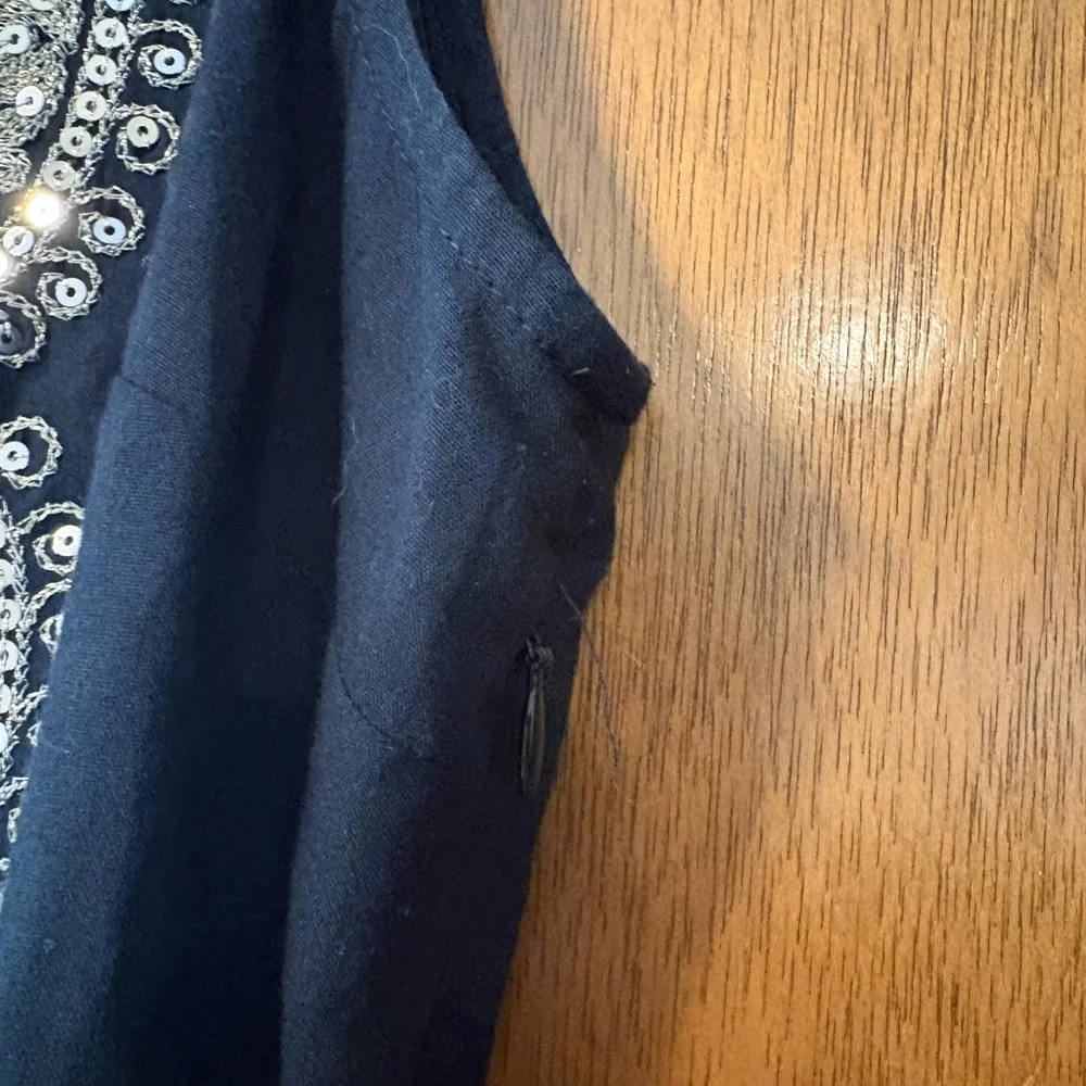 Free People Black Embroidered Sequin Tunic Dress Boho Lined Size 0 XS - Picture 7 of 8